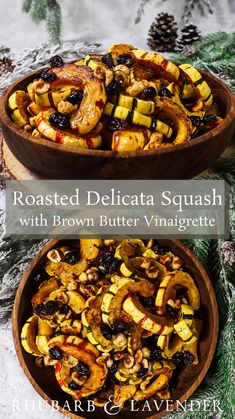 Golden delicata squash is roasted until tender and topped with toasted hazelnuts, dried cranberries and a nutty and tangy brown butter vinaigrette. This recipe is inspired by the Elves of Rivendell from Tolkien's The Lord of the Rings. A rustic yet elegant winter squash side dish. Brown Butter Vinaigrette, Squash Side Dish, Roasted Delicata Squash, Delicata Squash, Vinegar And Honey, Cocktail Desserts, Winter Squash, The Lord Of The Rings, Dried Cranberries