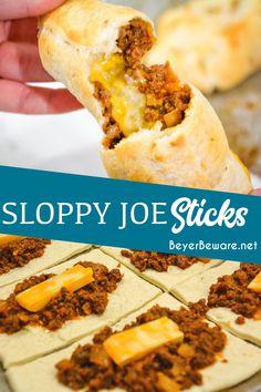 sloppy joe sticks with cheese and meat on them