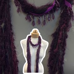 These beaded scarf necklaces are made with Italian silk yarns and mohair and other yarns. A great accent for your summer wardrobe. They are lightweight and comfortable to wear. Measuring 48 inches in length. A mix of pinks, lavender and a splash of blue. Comes in linen gift pouch Beaded Scarf, Mohair Scarf, Christmas Scarf, Scarf Yarn, Purple Beads, Scarf Necklace, Purple Christmas, Purple Scarves, Silk Yarn