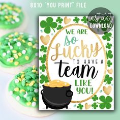 st patrick's day card with shamrock cookies