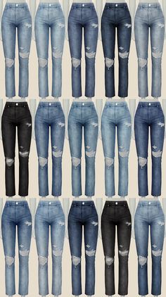 many different types of jeans with holes in them