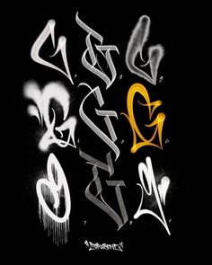 some type of graffiti writing on a black background