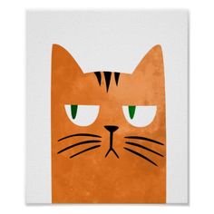 an orange cat with green eyes on a white background