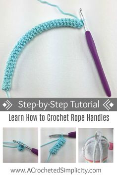 the crochet rope is being used to make a necklace