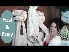 a woman is posing in front of some white towels and flowers with the words fast & easy on it