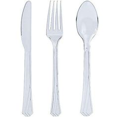 an assortment of silverware including forks, knives and spoons on a white background