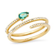 Emerald Pear Pave Diamond Coil Snake Ring    * Emerald .26cw    * Diamonds .16cw    * 14k Yellow Gold    * P-4608  *Include ring size in note section when adding to cart. Fringe Bracelet, Coil Ring, Studded Flats, Ring Emerald, Snake Ring, Hand Chain, Delicate Rings, Leather Cuffs, Cuff Bangles