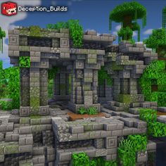 Minecraft House Backyard, Minecraft Ruined House, Minecraft Jungle Ruins, Minecraft Overgrown Builds, Minecraft Ruins Ideas, Minecraft Shipwreck, Ruins Minecraft, Minecraft Crystal, Minecraft Ruins