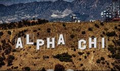 the word alphia chii spelled out on top of a hill