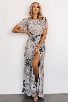 Naomi Short Sleeve Maxi Dress | Pale Blue Floral Short Sleeve Maxi Dress, Tulle Maxi Dress, Baltic Born, Velvet Maxi Dress, Guest Attire, Sequin Maxi, Wedding Attire Guest, Short Sleeve Maxi Dresses, Sequin Maxi Dress