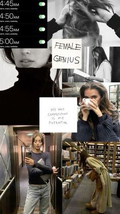 a collage of photos with the names of women in them