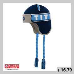 This Tennessee Titans Wordmark Ears Trooper knit hat is a must-have piece in your young fan's collection. Along with adorable over-the-ear flaps, the colorful braided tassels help highlight your kiddo's fandom. Plus, the soft fleece-lined interior keeps their head warm for those chillier Tennessee Titans game days. Braided Tassels, Navy Football, Shield Design, Ear Hats, Tennessee Titans, Kids Hats, Knit Hat, Adjustable Hat, Fitted Hats