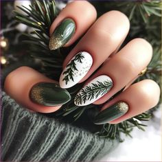 Difficulty: Medium     Gel  • Glitter Blue Nails Ideas Winter, Woodsy Nails, Nails With Trees, Winter Nail Ideas Gel, Gelx Inspo Nails, Nail Art Designs Winter, Christmas Winter Nails, Christmas Nail Inspo, Winter Nails Christmas