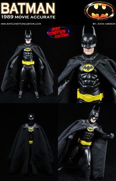 the batman action figure is shown in three different poses