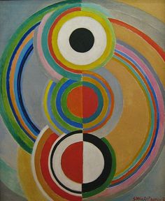 an abstract painting with circles on it