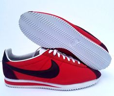 (eBay) NIKE CLASSIC CORTEZ NYLON SHOES MEN SIZE 12.5 red DEADSTOCK 2011 Retro Red Custom Sneakers With Rubber Sole, Classic Red Running Sneakers, Retro Red Low-top Custom Sneakers, Retro Red Custom Sneakers For Streetwear, Nike Classic Cortez, Classic Cortez, Nike Classic, Cute Nike Shoes, Cute Nikes