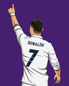 a drawing of ronaldo pointing to the sky