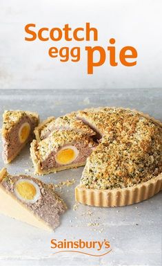 an egg pie with two slices cut out