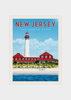 New Jersey - Vintage Travel Print - Vintaprints State Posters, Coffee Poster, National Park Posters, Sandy Beaches, Vintage Wall Art, Vintage Travel Posters, Travel Prints, Vintage Travel, Vintage Walls