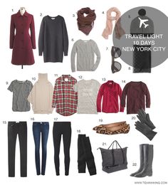 1. Wool Coat / 2. Sweater Dress / 3. Maroon Scarf / 4. Pink Scarf / 5. Checked Cap / 6. Gray Sweater / 7. Sunglasses / 8. Envelope Clutch / 9. Windowpane Shirt / 10. Tan Sweater / 11. Oversized Flannel / 12. New York New York / 13. Bow Popover / 14. OxbloodRead More Clothing Capsule, Boston Trip, Vacation Clothing, Capsule Dressing, Practical Fashion, Ireland Vacation, Travel Pack