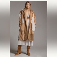 New With Tags. Over Sized. Dry Clean. Imported. With 2 Hooks As Buttons Anthropologie Clothing, Sherpa Coat, Anthropologie Jacket, Oversized Coat, Boho Blouses, Faux Fur Jacket, Premium Denim, Long Coat, Sweater Jacket