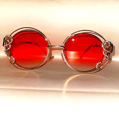 Nwot Sexy Red Blinged-Out Retro Sunshades Red Sunglasses For Spring Beach Occasions, Trendy Red Sunglasses For Evening, Red Sunglasses For Beach In Spring, Summer Tinted Sunglasses For Night Out, Red Sunglasses With Gradient Lenses For Spring, Red Sunglasses For Summer Beach, Red Tinted Sunglasses For Party, Red Sunglasses With Uv Protection For Party, Chic Red Sunglasses For Party