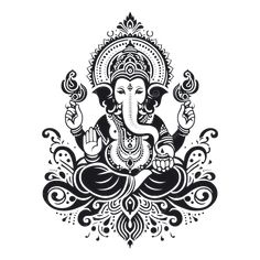 Ganpati Silhouette, Vinayaka Png Images, Hindu Pattern Design, Ganesh Ji Clipart, Ganesh Vector Art, Ganesh Clipart, Ganpati Clipart, Elephant Goddess, Lord Sketch