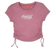 Juniors' Coca Cola Embroidered Logo Side Cinch Pink Tee Crop Adjustable Sz L New With Tags Product Features Crewneck Short Sleeves Side Cinch Fabric & Care Cotton Imported Machine Wash Trendy Crew Neck Top With Drawstring, Fitted Short Sleeve Tops With Drawstring, Fitted Pink Tops With Drawstring, Fitted Pink Top With Drawstring, Cotton Drawstring Crew Neck Top, Spring Drawstring Short Sleeve Tops, Cotton Crew Neck Top With Drawstring, Spring Short Sleeve Tops With Drawstring, Fitted Cotton Tops With Drawstring