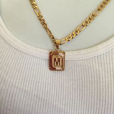 It's A New 18k Gold Gold Plated Unisex Initial " M " Necklace Size: 24” Long Stamped 18k Hypoallergenic, Nickel Free Free Gift Bag For Women And Men Mens Gold Chain Necklace, Boys Necklace, M Necklace, Initial M, Caged Necklace, Lava Bead Bracelet, Lapis Pendant, Skull Pendant Necklace, Mens Fashion Classic