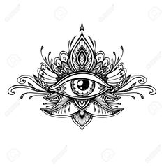 an all seeing eye surrounded by ornate designs on white background stock photo and royalty illustration