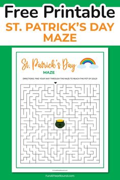 a st patrick's day maze is shown with the text, free printable st patrick