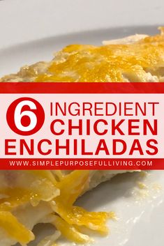 a close up of food on a plate with the words ingredient chicken enchiladas