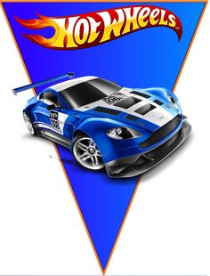 a blue sports car with hot wheels on it