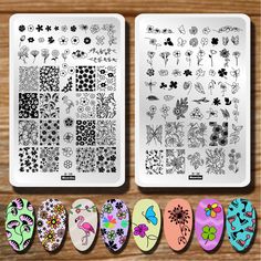 PRICES MAY VARY. 【PACKAGE CONTENTS】2 Pcs Large Nail Art Stamp Template Image Plate Set, Line, Flower, Maple, Palm Leaf, Leaves, Butterfly, Flamingo, Daisy, Footprint, Four-leaf Clover, Animals Plant Patterns, Let You Enjoy The Unique Pleasure Of Manicure. Notice: The Stamp And Scraper Are Not Included. 【EASY TO USE】Apply Any Color Nail Polish To Your Chosen Image On The Stainless Steel Plate. Using A Scraper, Remove Any Excess Nail Polish.Using A Stamper, Stamp The Image In A Rolling Motion. Sta Leaf Stamping, Butterfly Image, Image Nails, Nail Stamp, Nail Stencils, Nail Art Stamping Plates, Butterfly Template, Model Nails, Butterfly Images