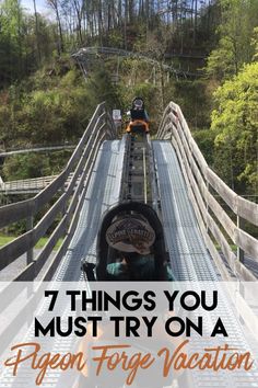 a roller coaster with the text 7 things you must try on a pigeon force vacation