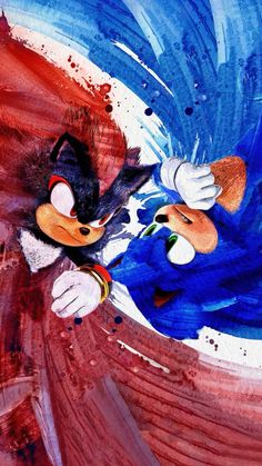 an image of a painting of sonic and tails