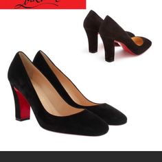 Christian Louboutin Viva Pump 85 In Black Suede. Size 35.5 (Please Know Sizing For Brand And Style When Considering). An Architectural Block Heel Provides Walkable Height To A Classic Suede Pump Cut With A Svelte Topline And Stylish Square Toewhile A Lacquered Sole Adds A Flash Of Signature Red To Every Step. New In Box. Price Is Firm. Pls Don’t Send Me Offer Lower Than Listing Price. Thank You. Includes Box And Dustbag Evening Court Shoes With Red Sole And Medium Width, Black Block Heels With Red Sole, Elegant Court Shoes With Red Sole And Block Heel, Suede Pumps, Black Pumps, Christian Louboutin Shoes, Black Suede, Shoes Women Heels, Block Heels