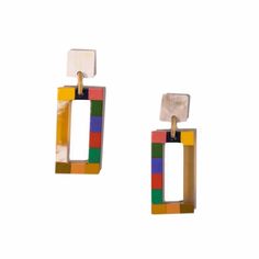 Sunshine Tienda® Gem Colorblock Earrings Bold Multicolor Jewelry For Gifts, Modern Multicolor Rectangular Jewelry, Modern Multicolor Single Earring, Handmade Modern Multicolor Earrings, Bold Multicolor Drop Earrings Jewelry, Bold Multicolor Drop Earrings, Modern Multicolor Earrings As A Gift, Modern Multicolor Earrings As Gift, Modern Multicolor Earrings For Gift