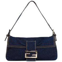 Fendi Denim Baguette Bag Logo Buckle Shoulder Bag, Blue Denim Baguette Bag, Fendi Baguette Bag, Fendi Shoulder Bag, Bag Logo, W Logo, Canvas Crossbody Bag, Baguette Bag