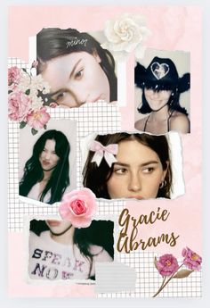 a collage of girls with flowers and hair