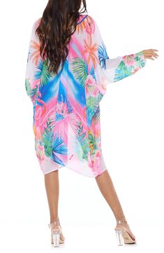 A vibrant tropical print enlivens the look of this cover-up duster for a vacation-ready look. 36 1/2" length (size Small) Open front Short sleeves 100% polyester Hand wash, dry flat Imported Tropical Long Sleeve Cover-up For Beach Season, Hawaiian Multicolor Cover-up For Beach Party, Tropical Multicolor Cover-up For Resort Season, Tropical Multicolor Cover-up For Resort, Multicolor Tropical Print Cover-up For Vacation, Multicolor Cover-up For Beach Party During Resort Season, Multicolor Resort Season Cover-up For Beach Party, Beachy Multicolor Tropical Print Cover-up, Multicolor Hawaiian Cover-up With Tropical Print