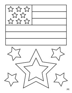 the american flag and stars coloring page