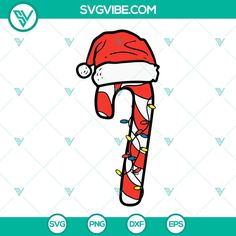 christmas candy cane with santa hat svg file