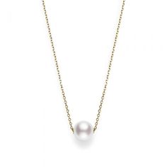 Mikimoto Akoya Single Pearl Pendant in 18K Yellow Gold Lavender Ring, Single Pearl Pendant, Akoya Pearl Necklace, Single Pearl, 18k Gold Chain, Cultured Pearl Necklace, Precious Jewels, Pearl Set, Pearl Types