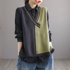 Find ideas๏ฟฝand inspiration for Lady Splice Vest Waistcoat Jumper Sweater Tank Top Knitwear Retro Knitted Casual, Fashion Women's Sweaters Autumn Knitwear, Knit Vest Pattern, Modern Knitting, Vest Waistcoat, Sweater Vest Women, Vest Pattern, Sweater Tank Top, Sweater Tank, Softest Sweater