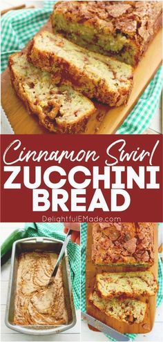 cinnamon swirl zucchini bread is cut into slices