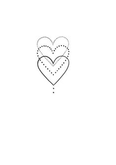 a black and white drawing of a heart with dots in the shape of a dot