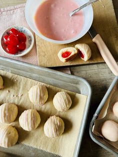 the doughnuts are ready to be baked and put in the baking tin, along with other ingredients