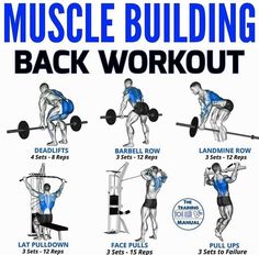 a poster with instructions on how to do a back workout for the entire body and shoulders