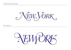 two different type of font that appear to be in the style of new york and new york